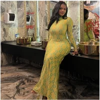 Fashionable Long Sleeve Slim Fit Print Wrap Bodycon Dress Spring Summer New Arrival Women's Clothing Cross-Border Style