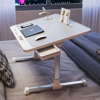 Portable Folding Bed Table Height Adjustable Laptop Computer Desk Compact Study Dorm Bedroom Office Gaming Desk Gray White