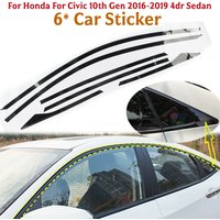 6x Car Stickers Chrome Delete Blackout Casement Trims Decor Glossy Black Car Accessories For Honda Civic Sedan 10th Gen 16-20