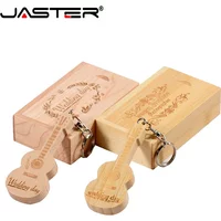 JASTER Wooden Guitar USB Flash Drives 128GB Free Custom Logo Pen Drive 64GB Box Memory Stick Music Creative Gift 32GB U disk 8GB