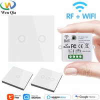 Mini interrupteur d'éclairage intelligent WIFI Tuya Smart Life APP panneaux muraux interrupteur tactile 433Mhz bricolage Module de relais minuterie voix Google Home Alexa