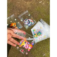 100pcs Cute Small Animal Pattern Gift Packed Transparent Opp Self-sealing Bag, Zebra Giraffe Lion Printed Stationery Gift Gags