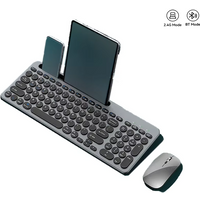 Bluetooth Wireless Rechargeable Keyboard Mouse Combo,Ergonomic Silent Design with Phone Holder for Windows Mac PC Laptop