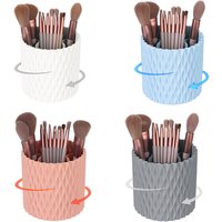 Large Capacity Rotating Makeup Brush Cup Holder Multi-functional Desktop Eyebrow Pencil Makeup Brush Organizer Holder Storage Bo