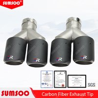 Genuine Sumsoo Double-out Muffler Tip Black Stainless Universal Matte Black Carbon Fiber Exhaust Tips End Pipes for BMW Series