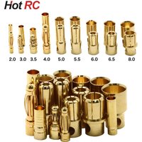 10Pairs/lot 2.0/3.0/3.5/4.0/5/5.5/6/6.5/8mm Gold Bullet Banana Connectors Plug For Lipo Battery RC ESC Motor DIY Accessories Toy