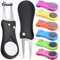 TINSOL 2026 New1PCS Golf Divot Repair Tool Pitch Mark Fork Golf Pitchfork Golf Accessories Foldable Divot Repair Tool