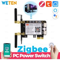 Tuya Zigbee Computer Power Switch Remote On Off Switch Button PCIe Card for Desktop PC APP 433 mhz, Support Alexa Google Home