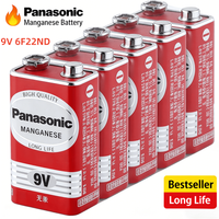 100% Original Panasonic 6F22ND 9V Alkaline Battery, Mercury-Free Long Life,for Smoke Detector/Alarm Clock/Wireless Microphone