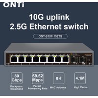 ONTi 2.5Gb Unmanaged Ethernet Switch 8 Port 2.5GBASE-T Network Switch with 10G SFP+ Port Plug and Play Fanless Homelab Switch