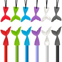 1/6pcs BPA Free Silicone Mermaid Chew Necklace Pencil Topper Soft Sensory Kids' Product Autism Toy