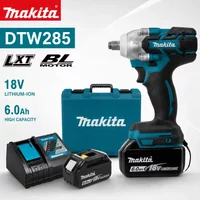 Original Makita DTW285 520N.M Bürstenloser Schlagschrauber, kabelloser Elektroschrauber mit hohem Drehmoment, wiederaufladbares Werkzeug, Makita 18V Akku, Original 6AH Makita BL1860 6Ah Akku,