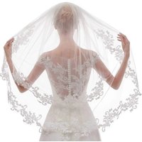 Short 2 Tier Lace Wedding Bridal Veil With Comb Lace Appliques Edge Bridal Marriage Short Head Bridal Accessories