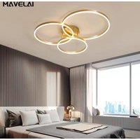 Nordic Creative Led Circle Chandeliers Bedroom Living Dining Room Lighting Chandelier Golden Brown Glossy Lamp Home Indoor Lamps