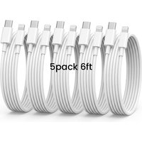 5 Pack 6ft USB C to 8-Pin PD Fast Charging Cable for iPhone 14 13 12 11 Pro Max SE for iPad Air Mini for iOS Phone Data Sync