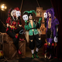 The Freak Circus Harlequin Pierrot Jester Cosplay Costume Full Set Carnival Uniform Halloween Party Masquerade Women Game