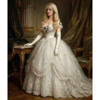 Historical Victorian Wedding Dress Ruched Ball Gown Civil War Bridal Gown Princess Ruched Long Bride Dresses Customized