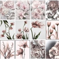 GATYZTORY Painting By Numbers With Frame Pink Simple Flowers Diy Gift Artwork Drawing On Numbers Adults Crafts Home Decors