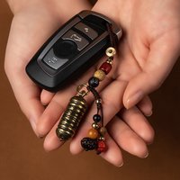Tibetan Buddhism Chinese Sutra Bottle Car Key Chain Pendants Jewelry Lucky Hangings Brass Vintage Leather Bag Lanyard Keychains