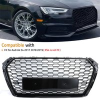 Bright Black Car Front Bumper Honeycomb Grille Cover For Audi A4 B9 Avant S4 S-line 2017-2019 RS4 Style Front Bumper Grille