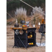 Outdoor foldable storage cabinet multifunctional solid wood cabinet camping portable large capacity dual-use table cabinet