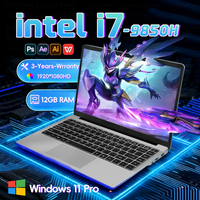 Intel Core i7 9850H 12GB RAM Windows 11 Pro Laptops Computer 1TB SSD Office Gamer Study notebook Computer PC 1920*1080