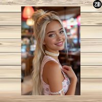 Unique Vintage Pin Up Girl Wall Art 2D Retro Aluminum Metal Sign for Bar Living Room Man Cave Home Decor Gift