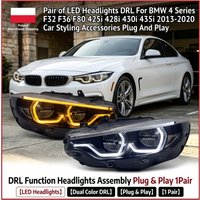 En stock UE, ensemble de phares LED jaunes Angel Eyes, 1 paire pour BMW Série 4 F32 F36 F80 428i 430i 435i 2013-2020, Plug & Play, feux de jour DRL, phares avant