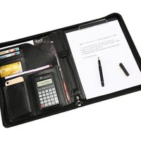 A4 Portfolio Folder Leather Business Organizer Clipboard Zipper Folder for Document Calculator Office School Conference Contract