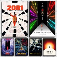 2001 A S-Space Odyssey Poster Stickers Mural Painting Self-Adhesive Wall Decals for Bedroom Living Room Home HD Decor Gift