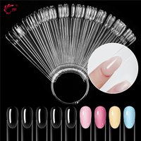 TP 50PCS Transparent Natural Nail Display Tips Oval Fan-Shaped Nail Sample Nail Polish Holder Usage Tips Practice Nail Art Tools