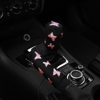 2-piece Butterfly fabric flash Blingbling car handbrake set Handle set manual gear General automotive supplies