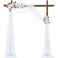 Chiffon Wedding Arch Drapes with Sheer Fabric, Outdoor Forest Wedding Backdrop, Party Ceremony Table Runner Decor Supplies