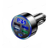 250W PD QC3.0 Car Charger 5 Port Cigarette Lighter Splitter Fast Charge Digital Display For iPhone Samsung Xiaomi Huawei Phone