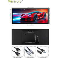 12.3 Inch Touch Screen Portable Monitor HDMI USB-C 1920x720 Stretched Bar LCD Mini Secondary Display for PC Laptop Raspberry Pi