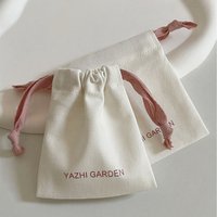 CCustom Logo Natural Cotton Jewelry Pouch Canvas with Grosgrain Gift Dust Cotton Drawstring Pouch For Jewelry