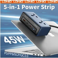 LDNIO USB C Fast Charging Station Multi Socket Desktop Power Strip with 2 Universal AC Outlets Anti-slip Extension UK EU US