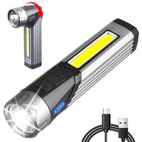 Rechargeable Super Bright LED Flashlight Built-in Battery Magnetic 90° Rotatable Head Foldable for Car Repair Camping Work Light