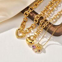 Charms Heart Pendant Necklace for Women, Golden Stainless Steel OT Toggle Necklace, Layered Necklace Stylish Valentine's Gift