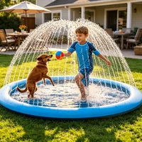170×180cm Large Water Splash Pad Inflatable Sprinkler Mat Non-Slip Thickened Water Play Mat for Children Pets Outdoor Summer Fun