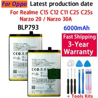 Mobile Phone Battery BLP793 6500mAh For Oppo Realme C11 C12 C15 C15 Qualcomm Edition C25 C25s Narzo 20 30A 50A Bateria