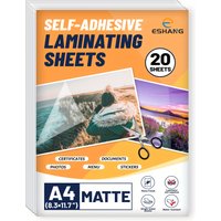 20 Sheets A4 Matte Clear Self-Adhesive Laminating Sheets, Waterproof Cold Laminated Film, No Machine Needed, Protection Photos