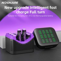KOSHARE AA 1.5V Smart Battery Charger With LCD Display Type-C Input Fast Charging Compartment For Rechargeable Li-ion Batteries