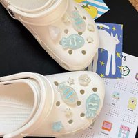 1 Set Cartoon Blue Fish DIY Hole Shoes Charm Designer Quality Garden Shoes Decoration Girl Unique Girl Gift