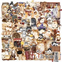 50-Piece Cartoon Magic Cat Café Stickers - DIY PET Transparent Decor for Phone Cases, Luggage, Laptops RecordingYourLife Store