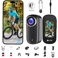 4K Action Camera IP65 Waterproof Mini Body Cam with Long Battery Life Action Cam for Motorcycle Cycling for Vlogging Travel Work