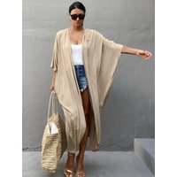 Beach Cover Up Kimono Women Summer 2022 New Pareo Swimsuit Cape Solid Bohemian Tunic Dresses Bathing Suits Dropshipping