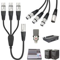 3Pin Y Splitter Cable Male To 3 Female XLR Splitter Foil+Braided Shielded Audio Cable Adaptor for Mixer Microphone Amplifier