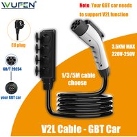 WUFEN V2L Cable Discharge Plug EV Charger GBT Cord 16A Charging Cable 1/3/5m with EU Adapter Outdoor Power Station Electric Car