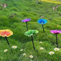 1Pc Flower Shaped Bird Feeder And Bath Metal Bee Watering Station With Ground Stake Rust Resistant Garden Decor For Outdoor